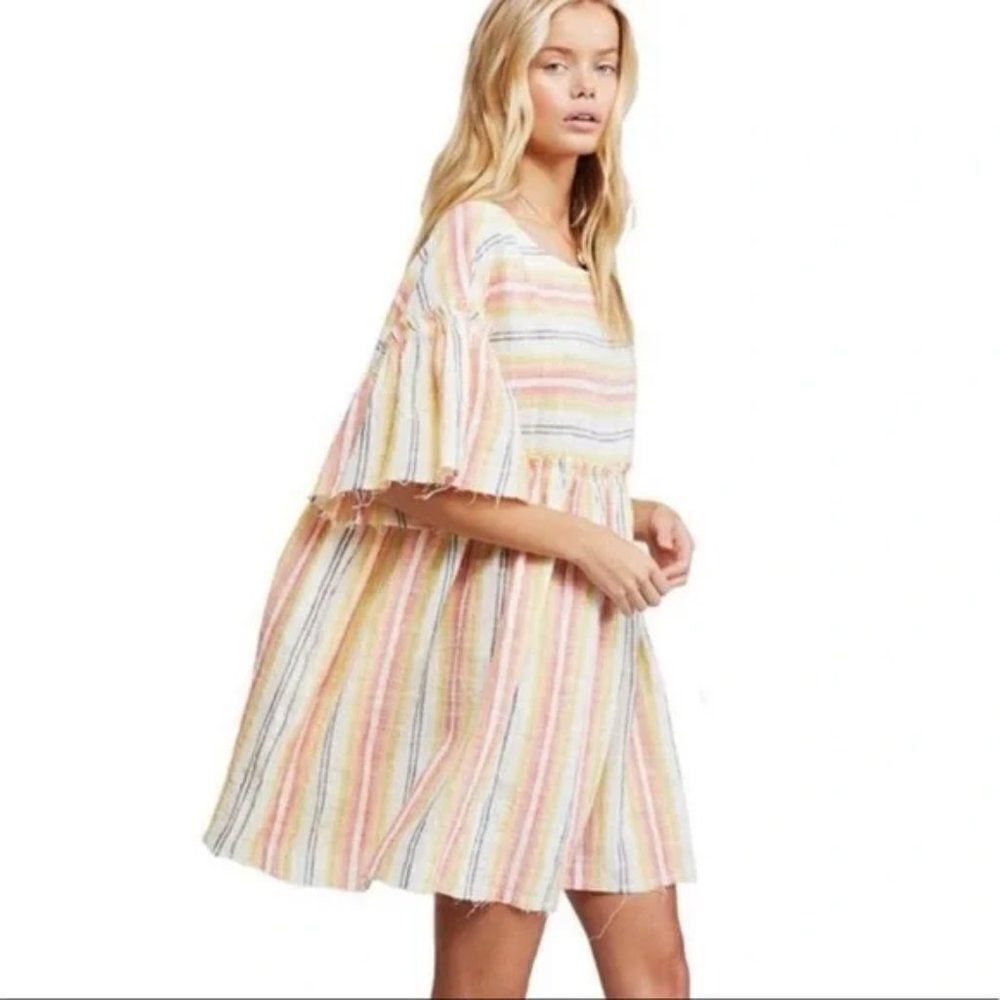 Free People Summer Nights Striped Dress size Small in Sunray Combo